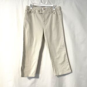 Talbots Cropped‎ Jeans Stretch Straight Ivory Cream Beige 8 Vintage